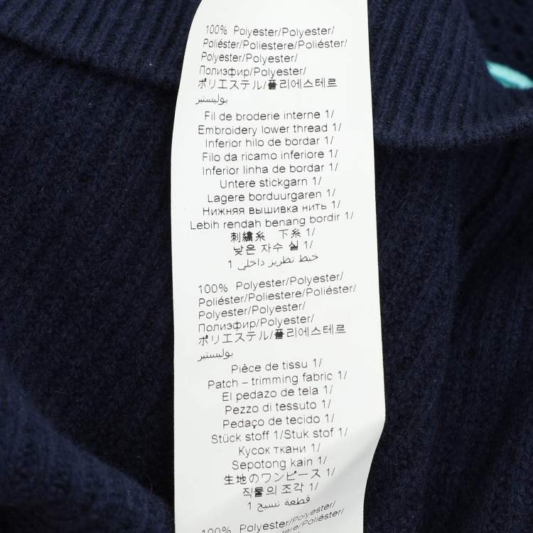 Pre Owned Kenzo Navy Blue Wool Knit Logo Embellished Sweater S
