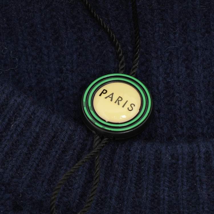 Pre Owned Kenzo Navy Blue Wool Knit Logo Embellished Sweater S