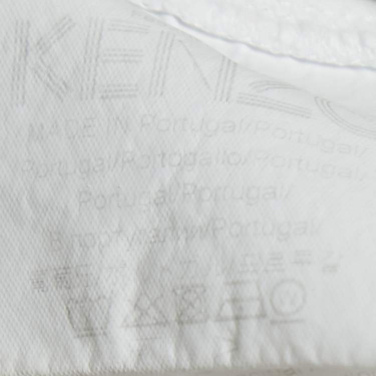 Pre Owned Kenzo White Logo Embroidered Cotton Crew Neck Sweatshirt S