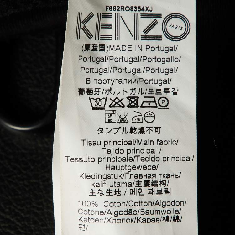 Pre Owned Kenzo Black Tiger Embroidered Cotton Sweatshirt Dress L