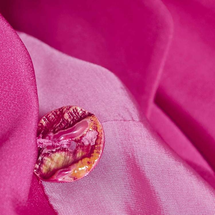 Pre Owned Kenzo Pink Crepe Tie-Up Waist Double Breasted Blazer M