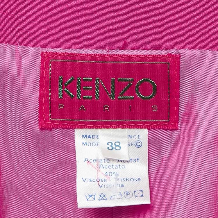 Pre Owned Kenzo Pink Crepe Tie-Up Waist Double Breasted Blazer M