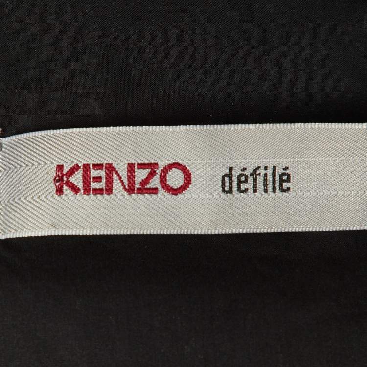 Pre Owned Kenzo Defile Black Cotton Ribbon Detail Button Up Shirt L