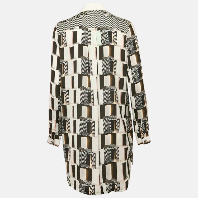 مملوكة مسبقًا Kenzo Black/White Printed Silk Shirt Dress M