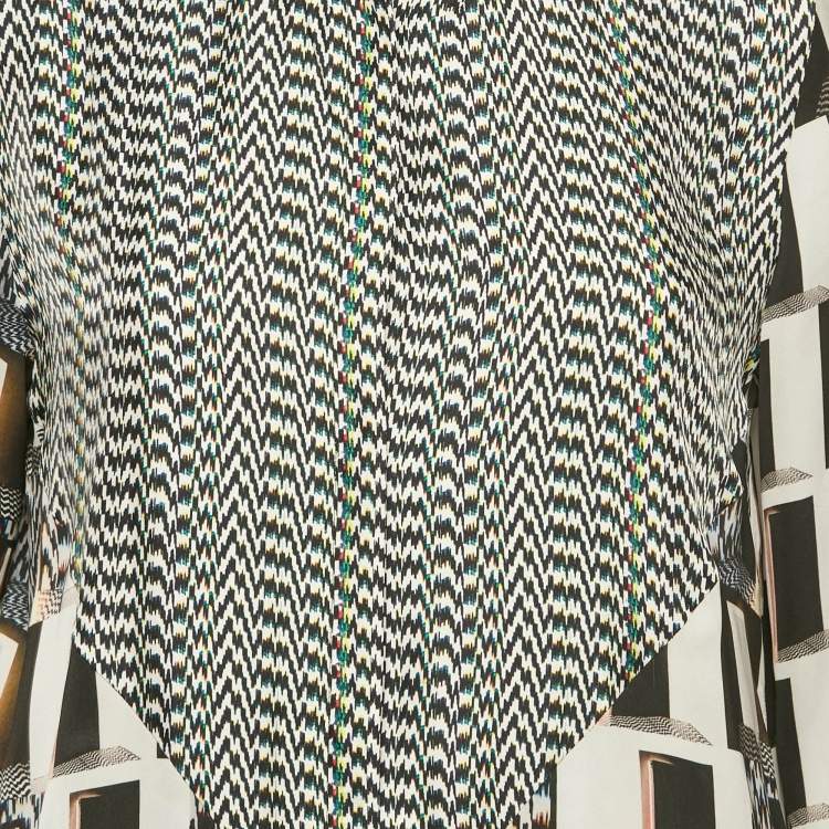 مملوكة مسبقًا Kenzo Black/White Printed Silk Shirt Dress M