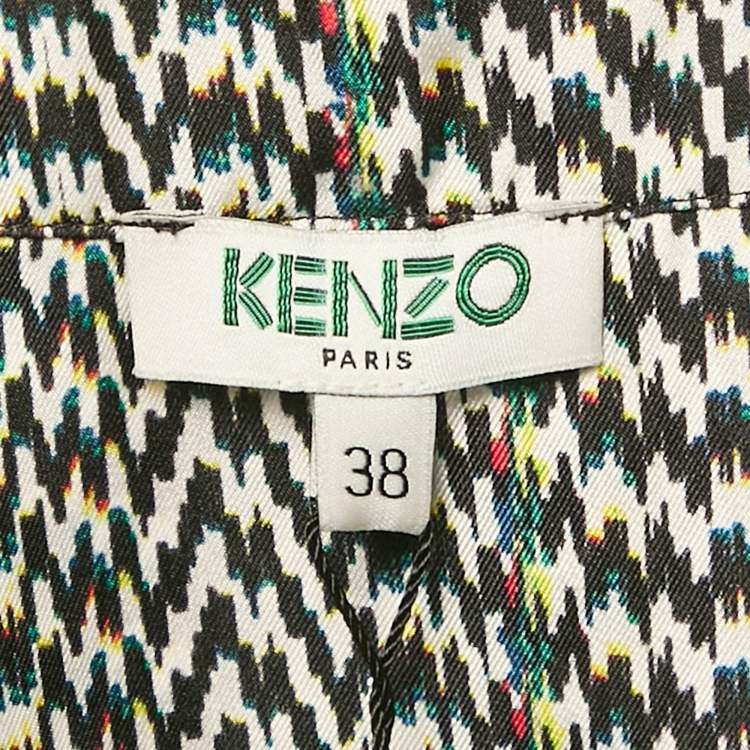 مملوكة مسبقًا Kenzo Black/White Printed Silk Shirt Dress M