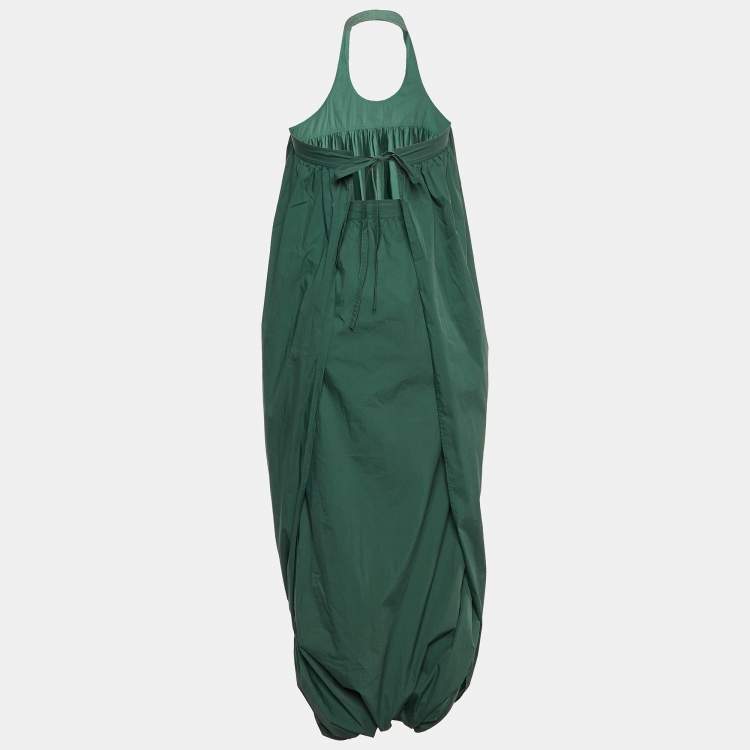 Pre Owned Kenzo Green Cotton Halter Neck Harem Wrap Jumpsuit L