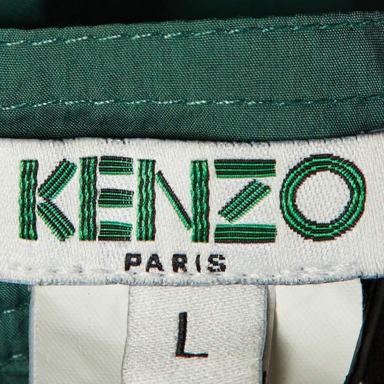 Pre Owned Kenzo Green Cotton Halter Neck Harem Wrap Jumpsuit L