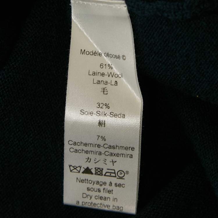 Pre Owned Kenzo Blue Wool Blend Buttoned Short Sleeve Top XL
