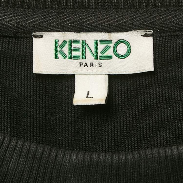 Pre Owned Kenzo Black Over All Print Cotton Crewneck Sweatshirt L