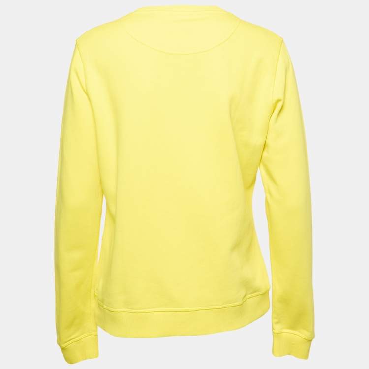 Pre Owned Kenzo Yellow Tiger Embroidered Cotton Crew Neck Sweatshirt L