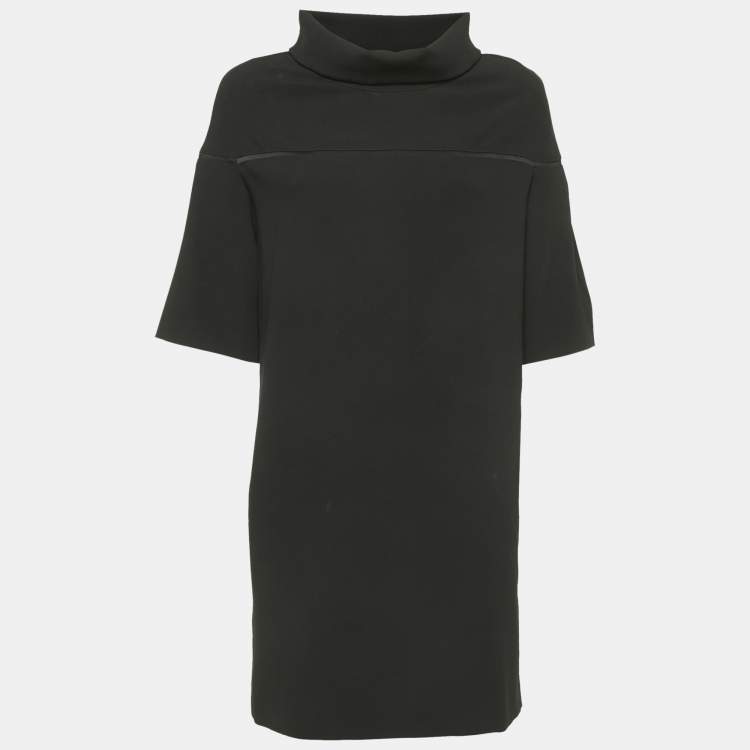 Pre Owned Kenzo Black Satin High Neck Mini Dress S