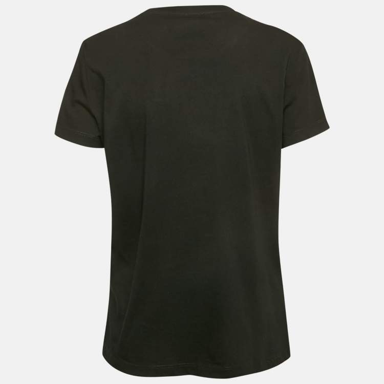 Pre Owned Kenzo Black Tiger Foil Print Cotton Short Sleeve T-Shirt L