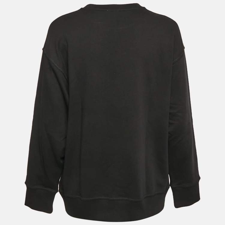 Pre Owned Kenzo Black Logo Embroidered Cotton Sweatshirt L