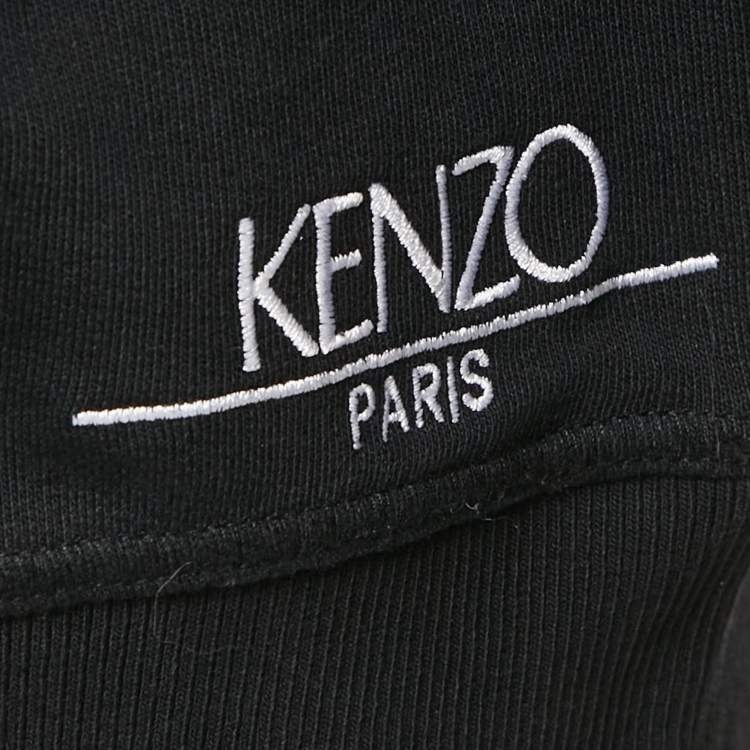 Pre Owned Kenzo Black Logo Embroidered Cotton Sweatshirt L
