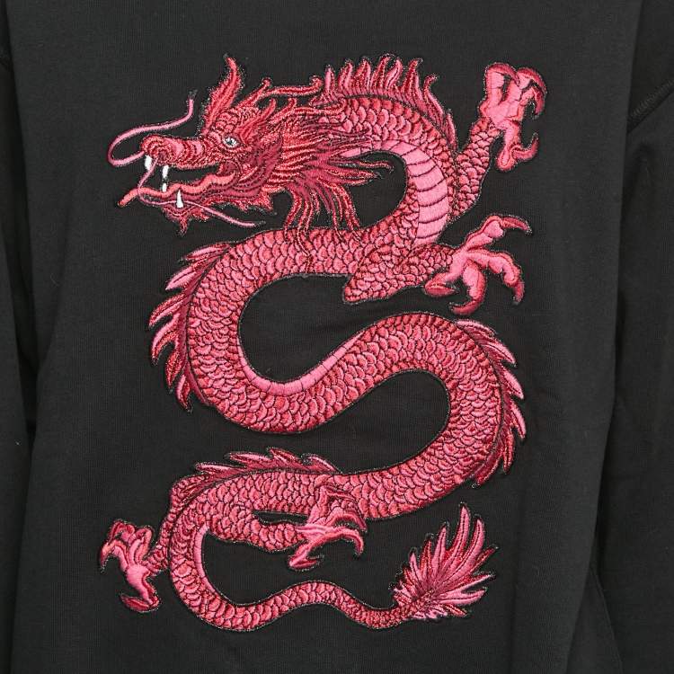 Pre Owned Kenzo Black Logo Embroidered Cotton Sweatshirt L