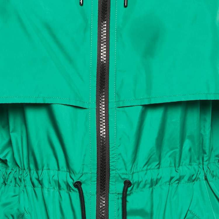 Pre Owned Kenzo Green Synthetic Zip-Up Hooded Windbreaker Jacket M