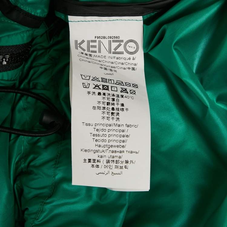 Pre Owned Kenzo Green Synthetic Zip-Up Hooded Windbreaker Jacket M