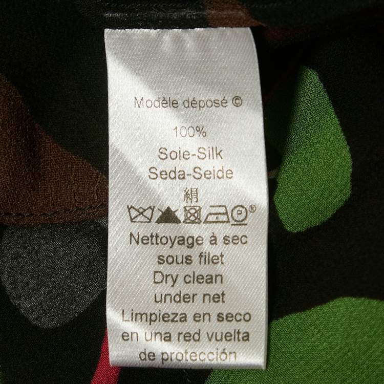 Pre Owned Kenzo Multicolor Printed Silk Cinched Waist Top M