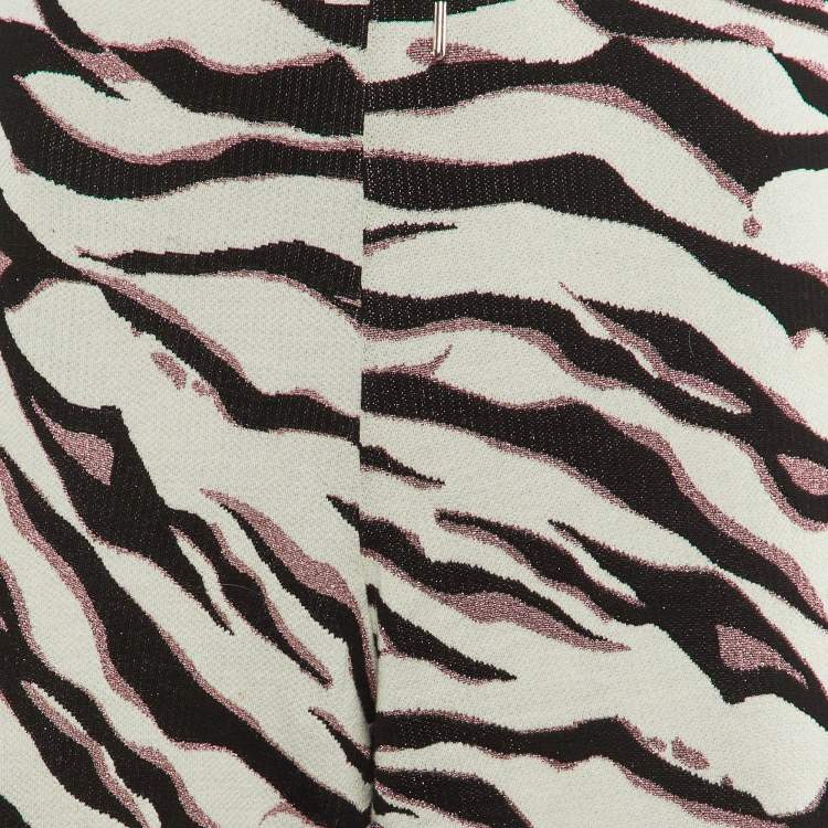 Pre Owned Kenzo White Lurex Printed Cotton Knit Pants M