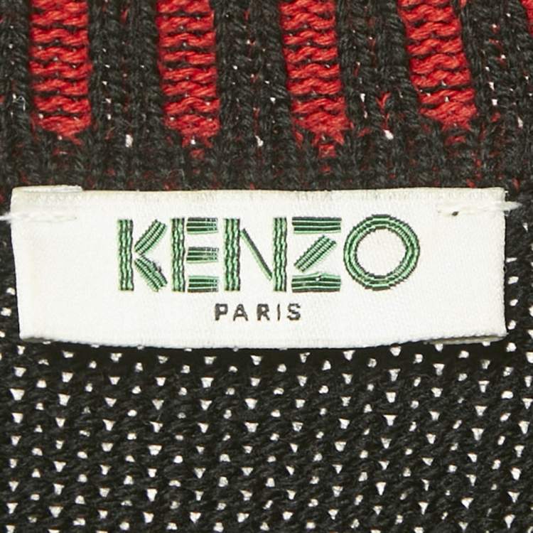Pre Owned Kenzo Black Eye Embroidered Wool Knit Long Sleeve Sweater S