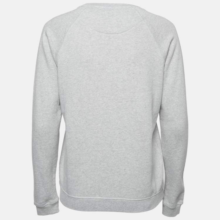 Pre Owned Kenzo Grey Embroidered Cotton Crew Neck Sweatshirt S