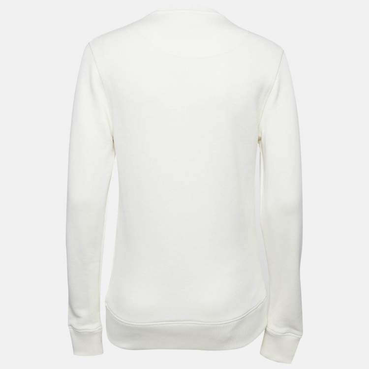 Pre Owned Kenzo Off-White Eiffel Tower Embroidery Cotton Crew Neck Sweatshirt S 
