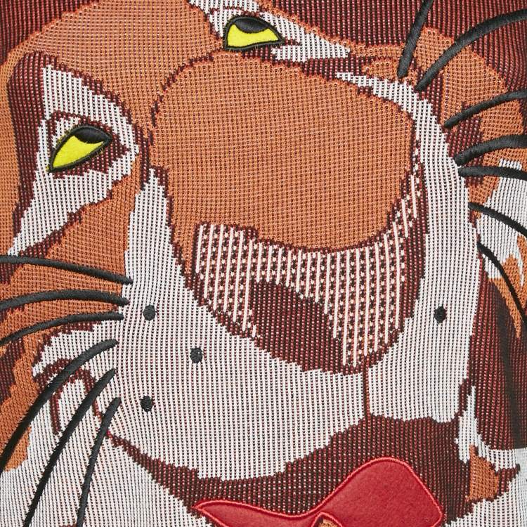 Pre Owned Kenzo x Disney Jungle Book Orange/Black Tiger Jacquard Knit Long Sleeve Sweater XS