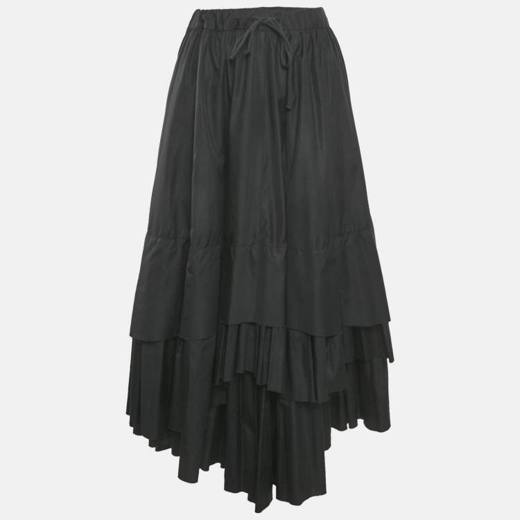 Pre Owned Kenzo Black Cotton Tiered Long Skirt M