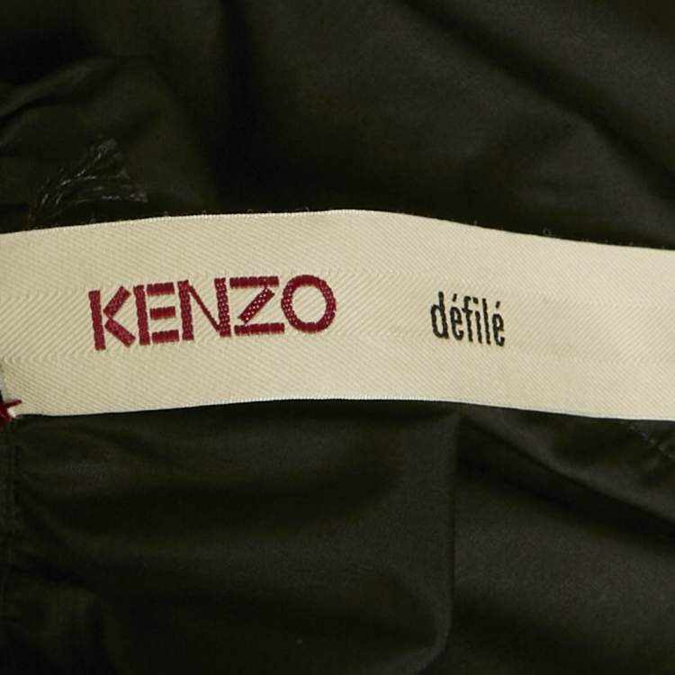 Pre Owned Kenzo Black Cotton Tiered Long Skirt M