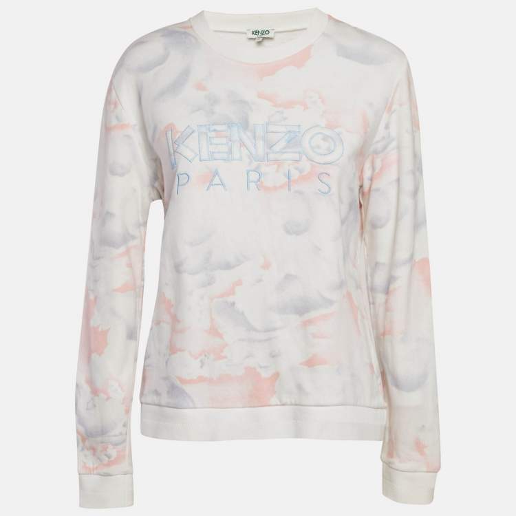 Pre Owned Kenzo Pink Printed Cotton Knit Crew Neck Sweatshirt S