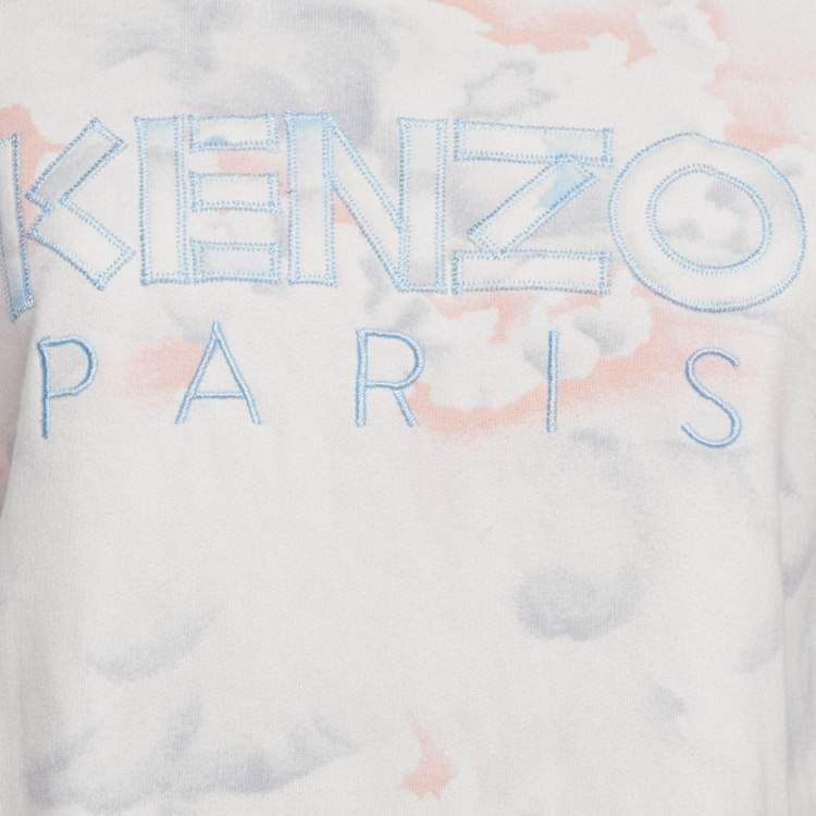 Pre Owned Kenzo Pink Printed Cotton Knit Crew Neck Sweatshirt S