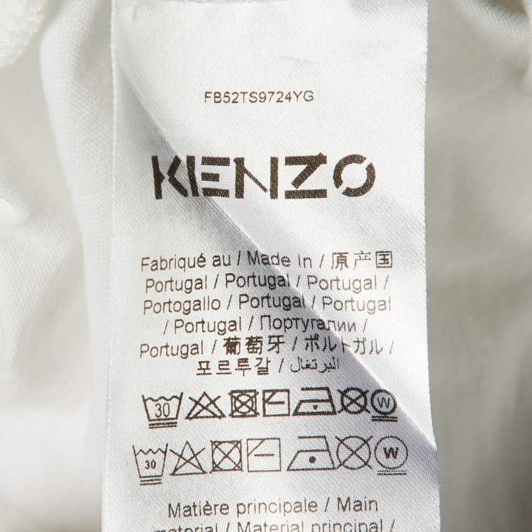Pre Owned Kenzo White Tiger Print Cotton Crew Neck T-Shirt L
