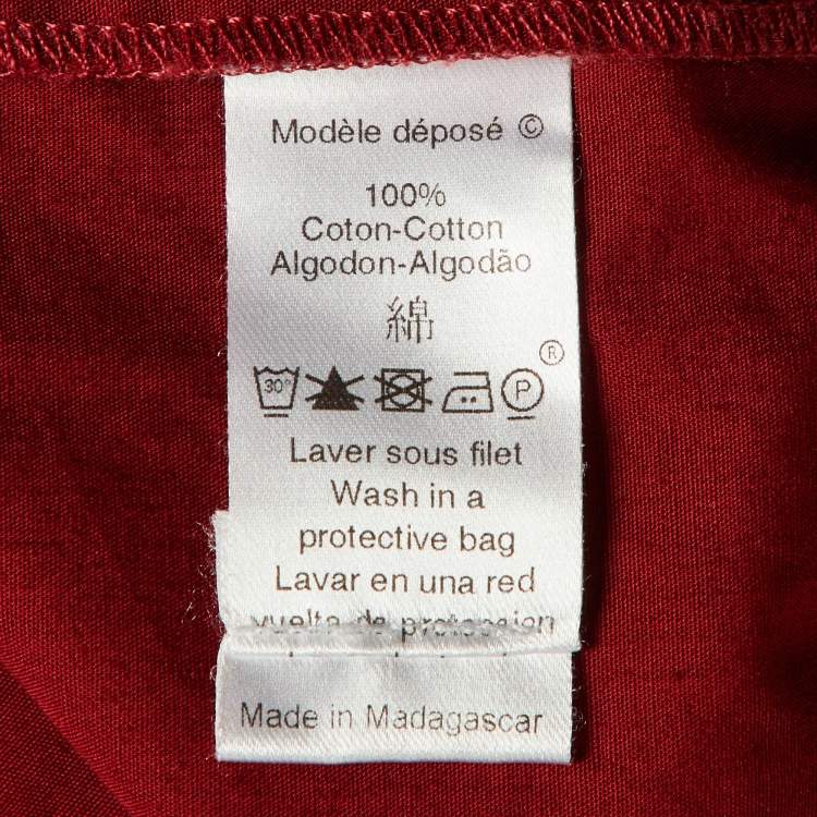 Pre Owned Kenzo Red Cotton Ruffle Button Front Shirt XL