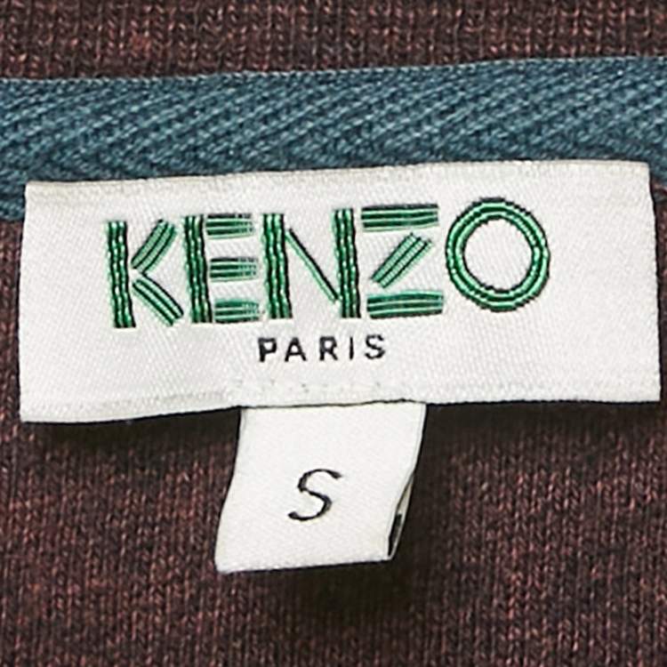 Pre Owned Kenzo Burgundy Love Embroidered Cotton Knit Sweatshirt S