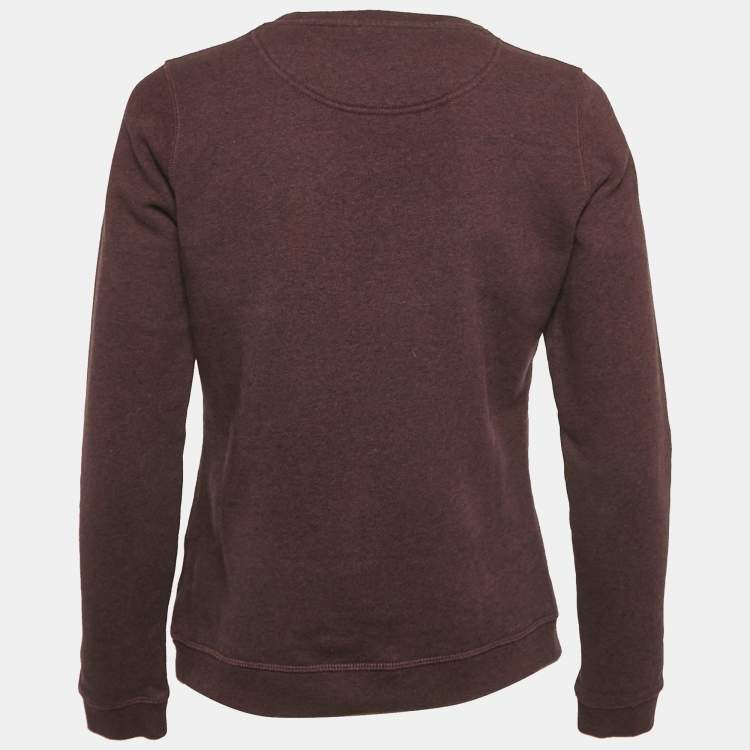 Pre Owned Kenzo Burgundy Love Embroidered Cotton Knit Sweatshirt S