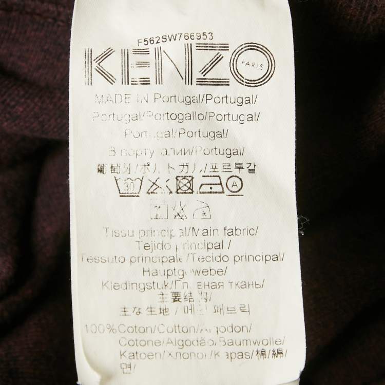 Pre Owned Kenzo Burgundy Love Embroidered Cotton Knit Sweatshirt S