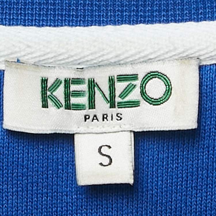 Pre Owned Kenzo Blue Eye Embroidered Cotton Crew Neck Sweatshirt S 