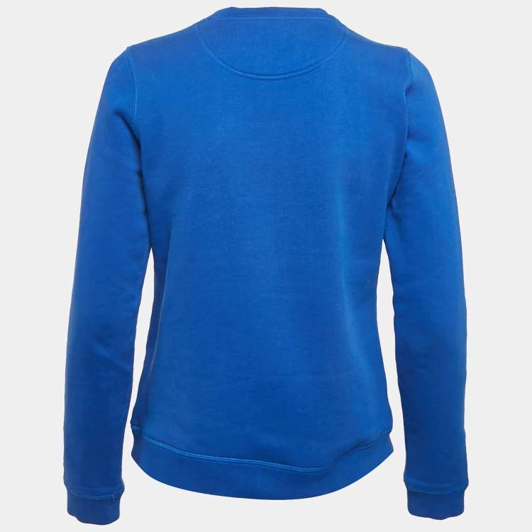 Pre Owned Kenzo Blue Eye Embroidered Cotton Crew Neck Sweatshirt S 