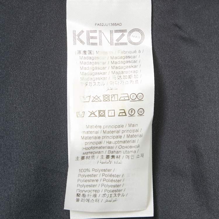Pre Owned Kenzo Navy Blue Satin Wavy Pin Tucked Midi Skirt M