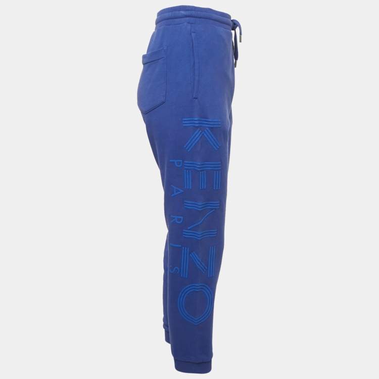 Pre Owned Kenzo Blue Cotton Knit Logo Detal Joggers M