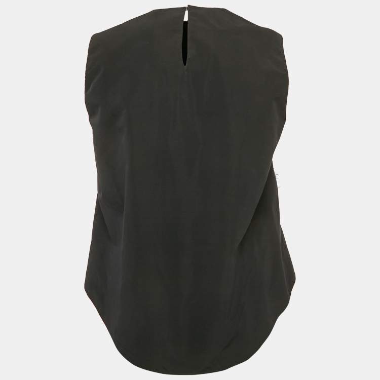 Pre Owned Kenzo Black Embroidered Crepe Sleeveless Top M