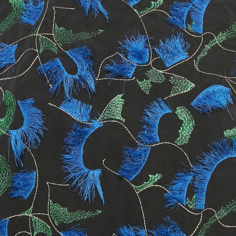 Pre Owned Kenzo Black Embroidered Crepe Sleeveless Top M