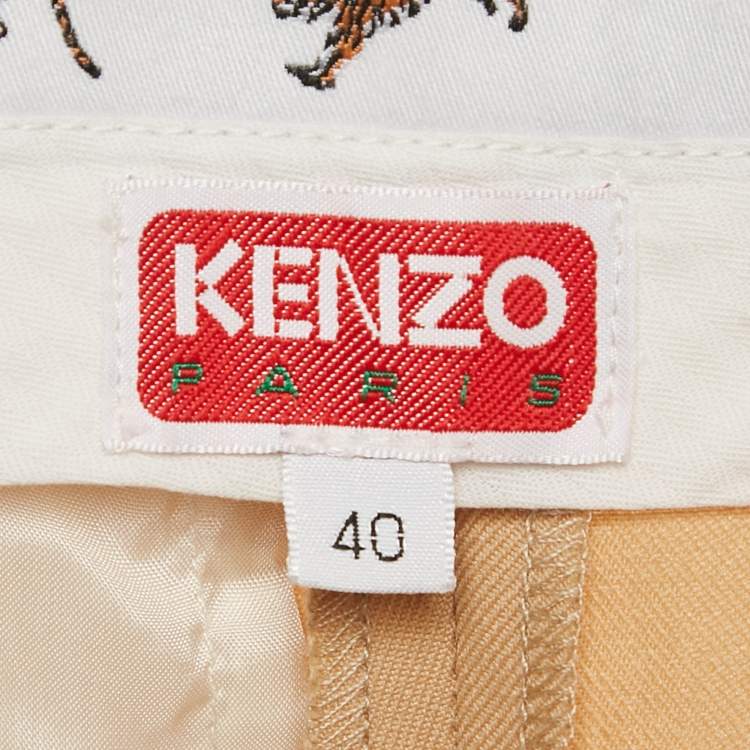 Pre Owned Kenzo Beige Gabardine Trousers M
