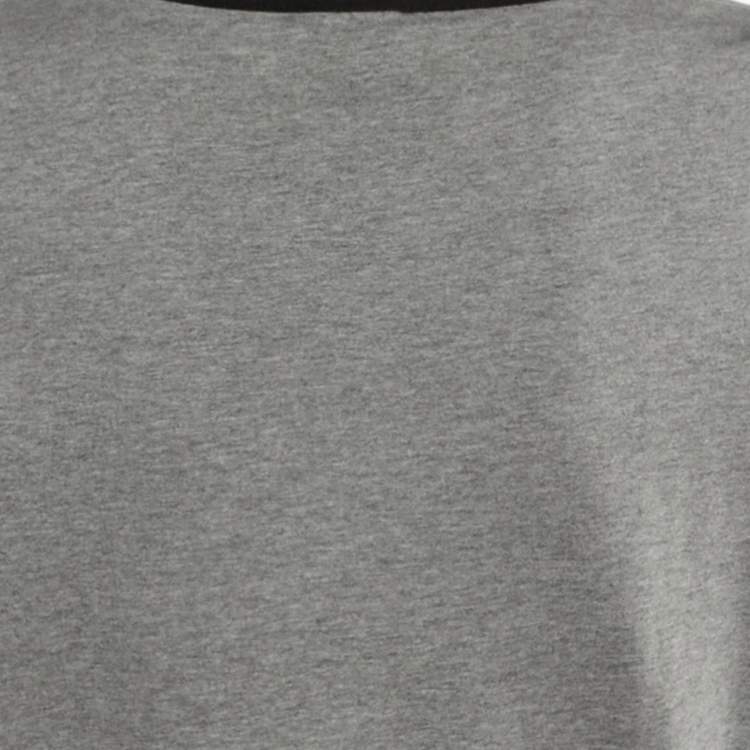 Pre Owned Kenzo Grey/Black Logo Cotton Printed Sleeve Round Neck T-Shirt M