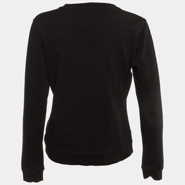 Pre Owned Kenzo Black Eye Embroidered Cotton Knit Sweatshirt L