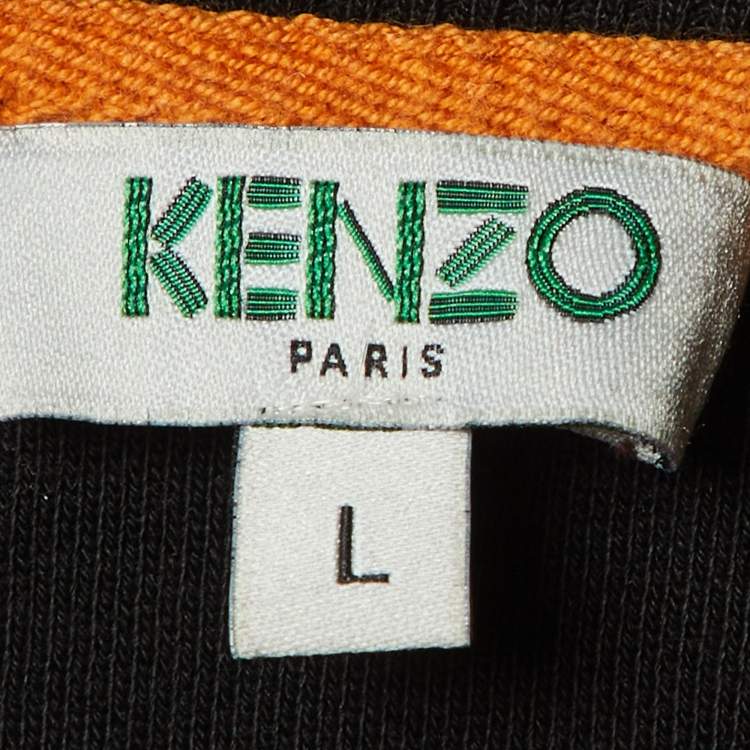 Pre Owned Kenzo Black Eye Embroidered Cotton Knit Sweatshirt L
