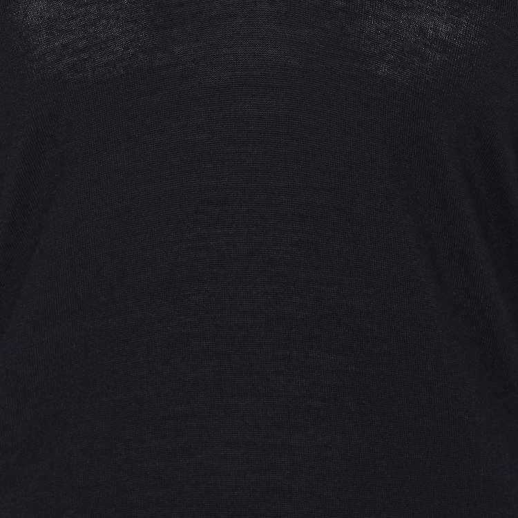 Pre Owned Kenzo Navy Blue Wool Knit V Neck Pullover Sweater S