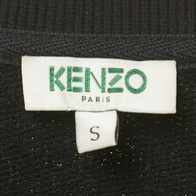 Pre Owned Kenzo Black Tiger Embroidered Cotton Crew Neck Sweatshirt S   