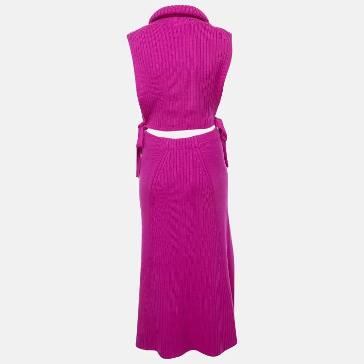 مملوكة مسبقًا Kenzo Purple Cable Knit Turtle Neck Top & Maxi Skirt M